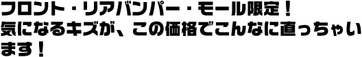 Ｆ・Ｒバンパー、モール限定気になるキズがこの価格で直っちゃいます